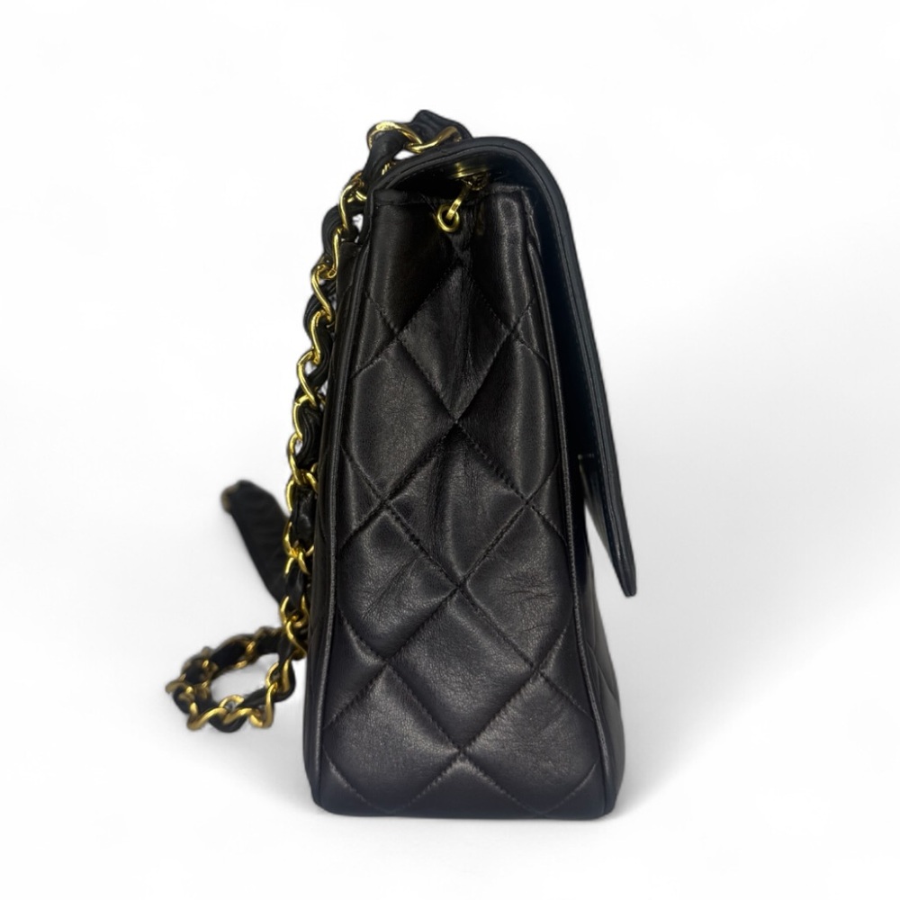 CHANEL Black Quilted Flap 24K Gold CC Logo Leather Shoulder Bag - Picture 5 of 12